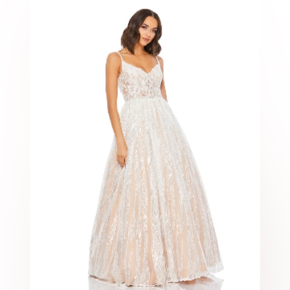 Mac Duggal 67563 White Gown Layers Of Tulle Size 2